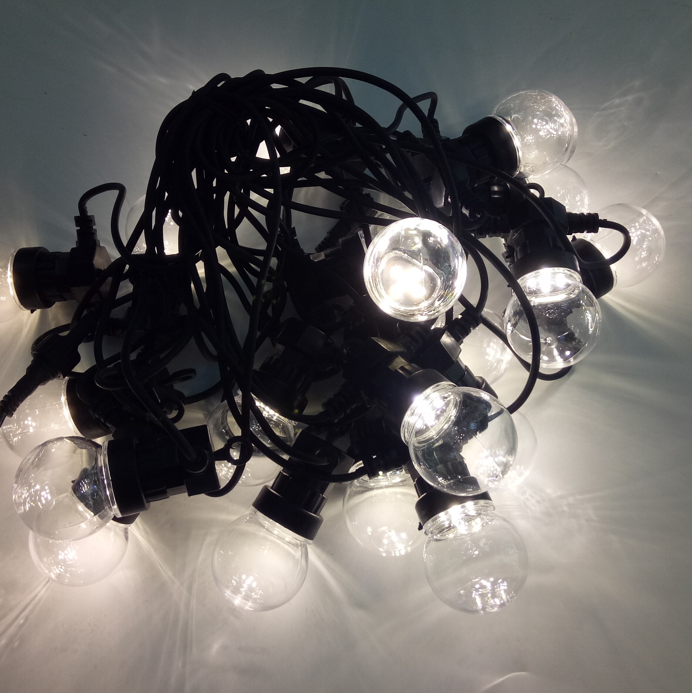 10m 20pcs Connectable Black Cable With G50 3000k Warm Globe Home Decorative Lights Supply Garden Party G50 Led String Light 20