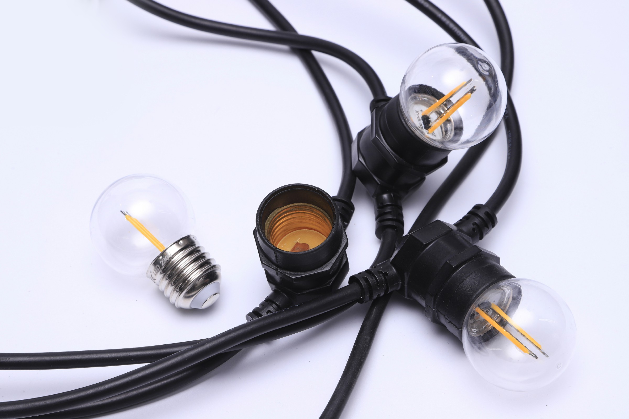 أضواء اكليل بالجملة في الهواء الطلق E27 النحاس المقبس جولة حزام كابل الضوء 230V 8