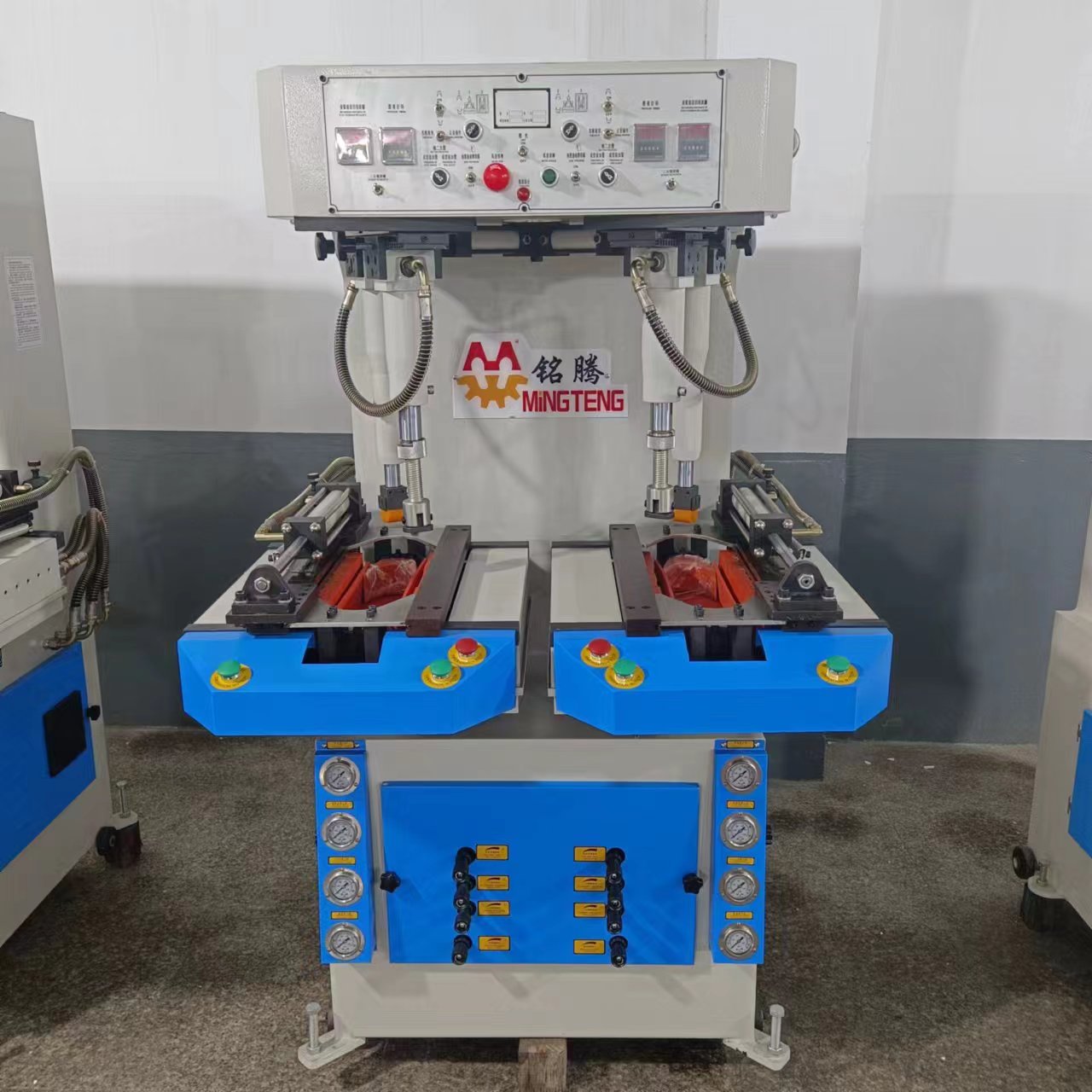 Máquina de prensado hidráulica de alta velocidad para fijación de suelas de zapatos, MT-817B, dos estaciones 1
