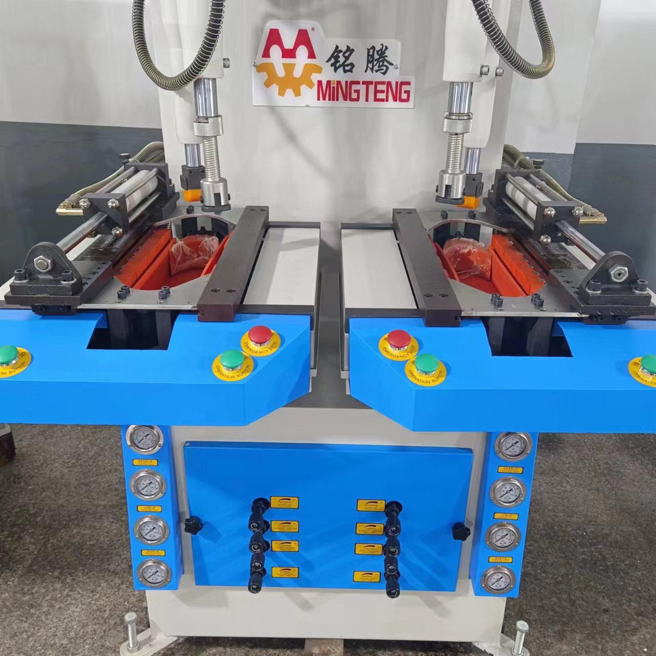 Máquina de prensado hidráulica de alta velocidad para fijación de suelas de zapatos, MT-817B, dos estaciones 7