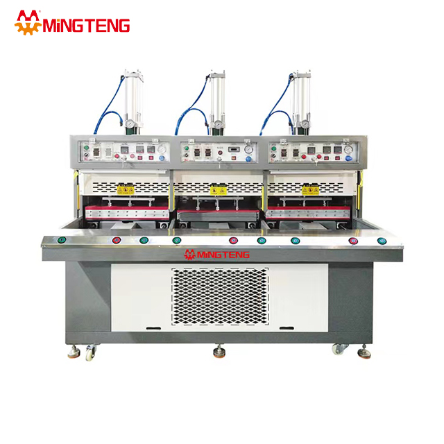 MT-997 Mesa deslizante automática de tres estaciones, máquina de estampado tres en uno, dos calor y uno en frío 3