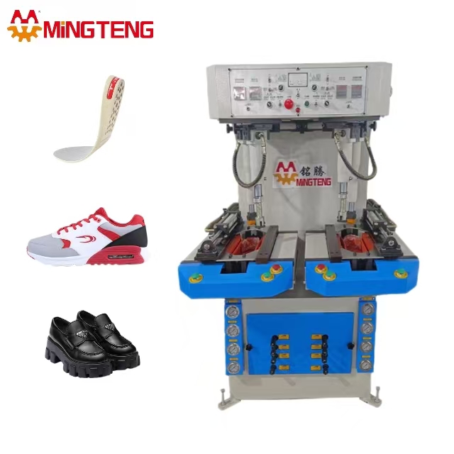 Máquina de prensado hidráulica de alta velocidad para fijación de suelas de zapatos, MT-817B, dos estaciones 2