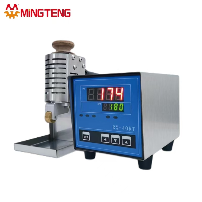 MT-40RT pequeña y práctica máquina dispensadora intermedia de pegamento termofusible, ancho cambiable, empuje manual, máquina encoladora de pegamento termofusible 1