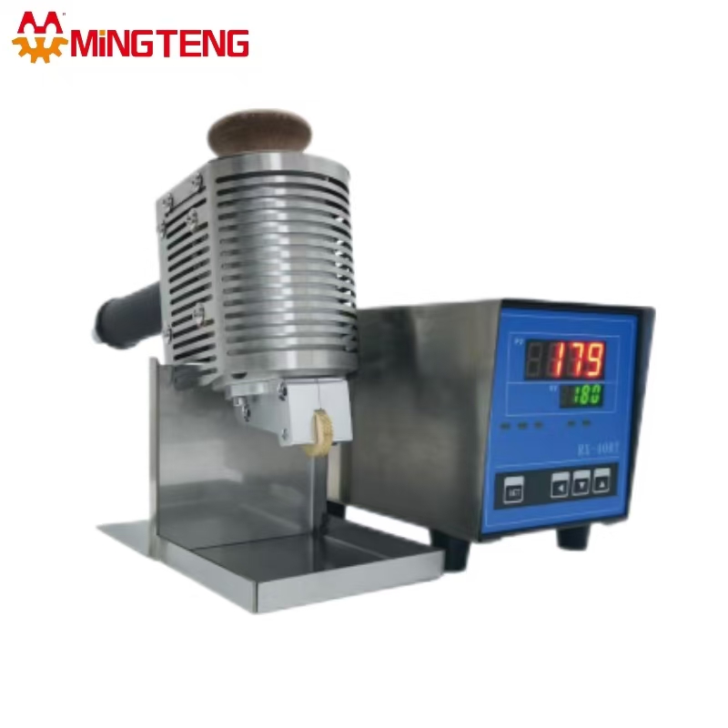 MT-40RT pequeña y práctica máquina dispensadora intermedia de pegamento termofusible, ancho cambiable, empuje manual, máquina encoladora de pegamento termofusible 2