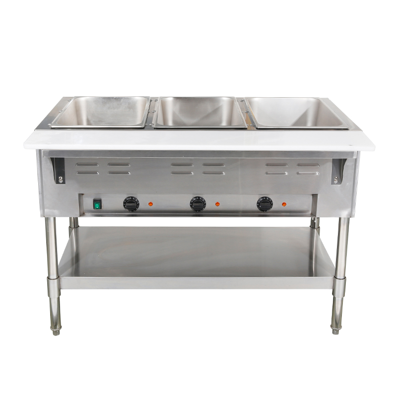 Table de cuisson à vapeur électrique à trois bacs de 1500 W certifiée CSA avec étagère inférieure (BM113) 1