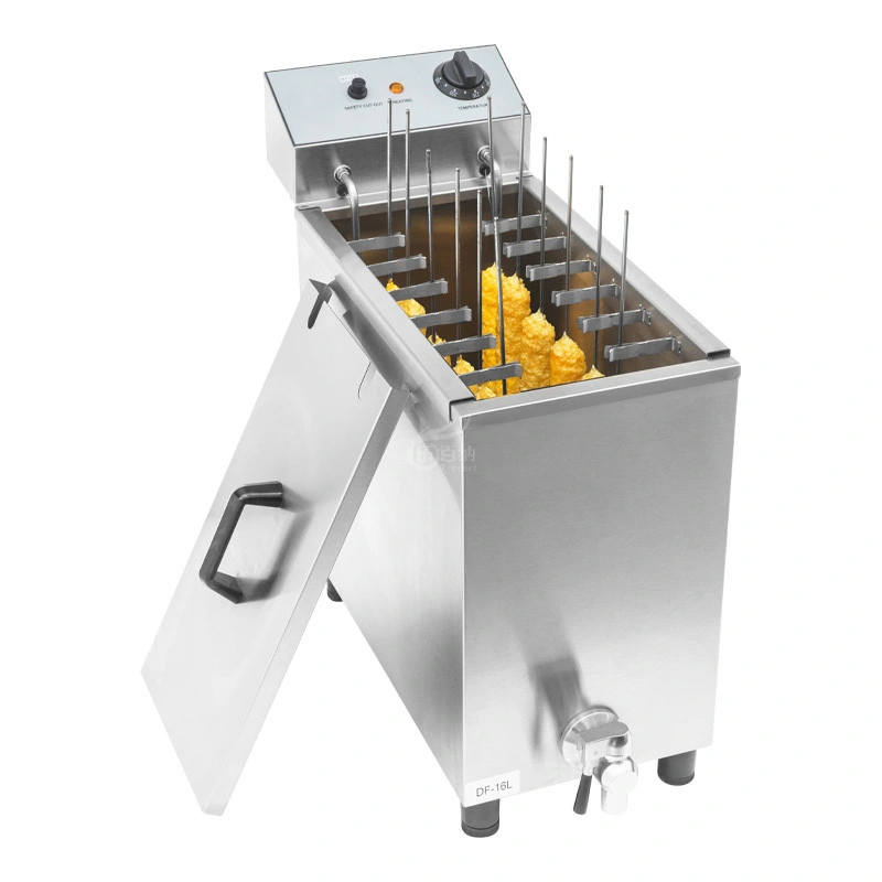12 Soportes Comerciales para perros de maíz hot dog freidora con clips, 16L (DF-16L) 1
