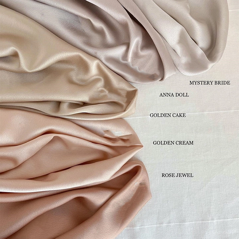 Wholesale tudung silk matte satin plain bawal 100% polyester crepe satin fabric malaysia hijab scarf satin crepe 1