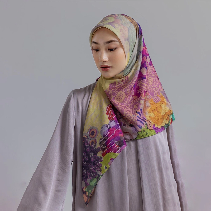 Printed Cotton Bawal 48in Jumbo Size Voile Square Scarf Hijab Muslim Woven Headscarf 1