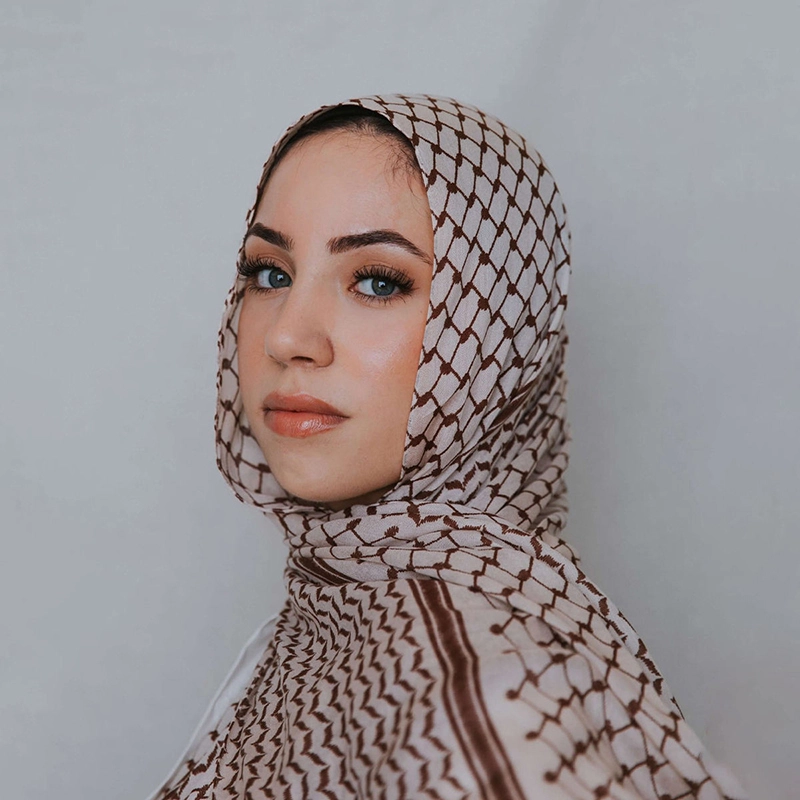 Palestine printed modal islamic scarf brown keffiyeh high quality printed modal hijab muslim 1