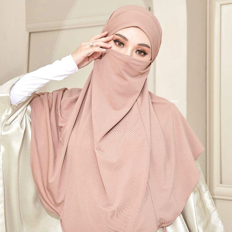 3 en 1 Hijab Malaisie prêt à porter instantanément réglable intérieur hijab masque facial jersey jilbab 1