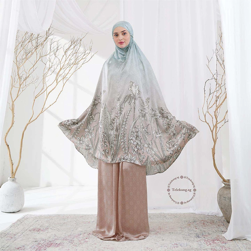 Ensemble de prière de voyage en satin 2 en 1 exclusif à imprimé - Qidian Textile 1