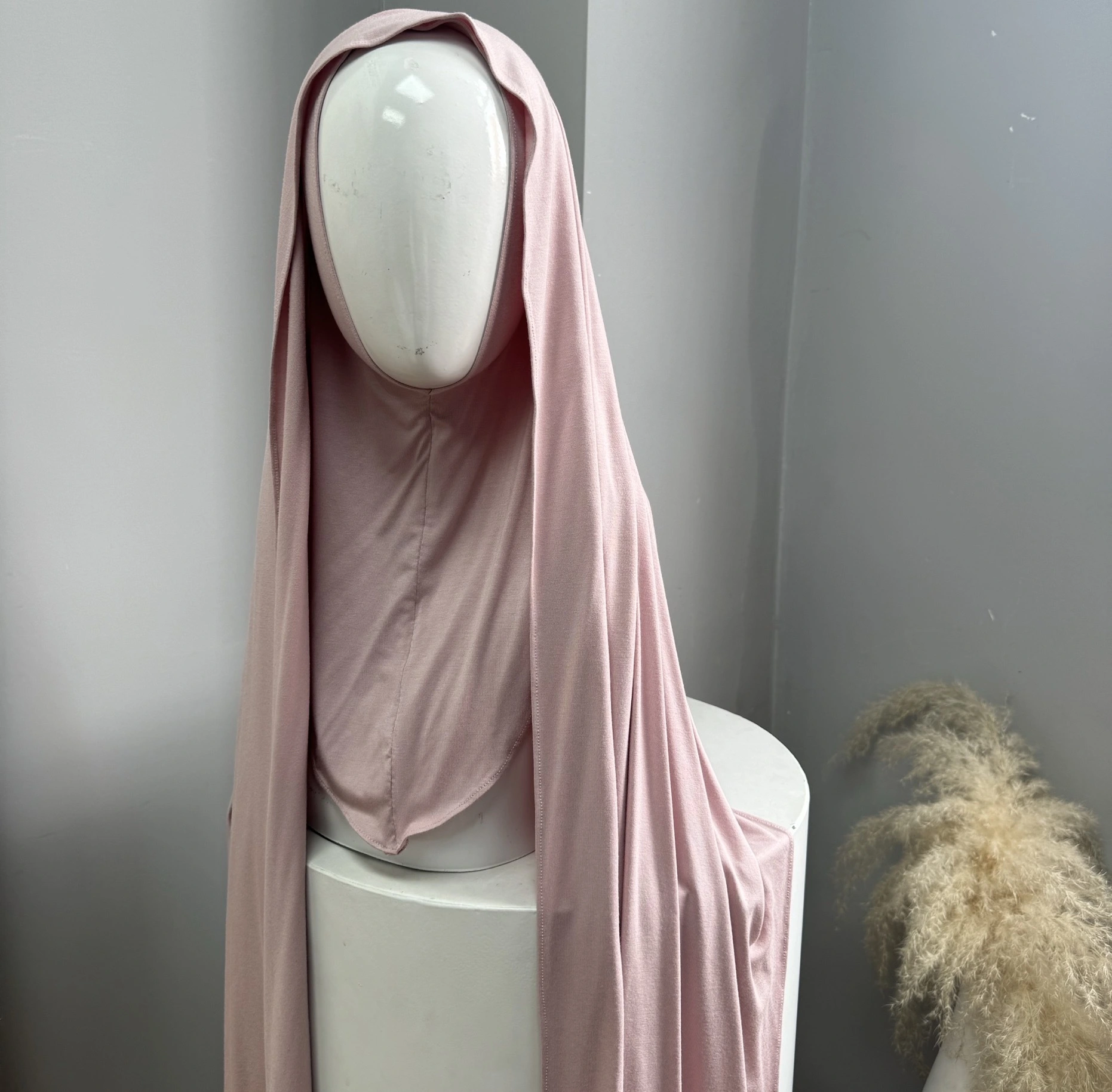 2 PPCS Pre Attached Ready To Wear Muslim Women Instant  Cotton Jersey Hijab Scarf 1