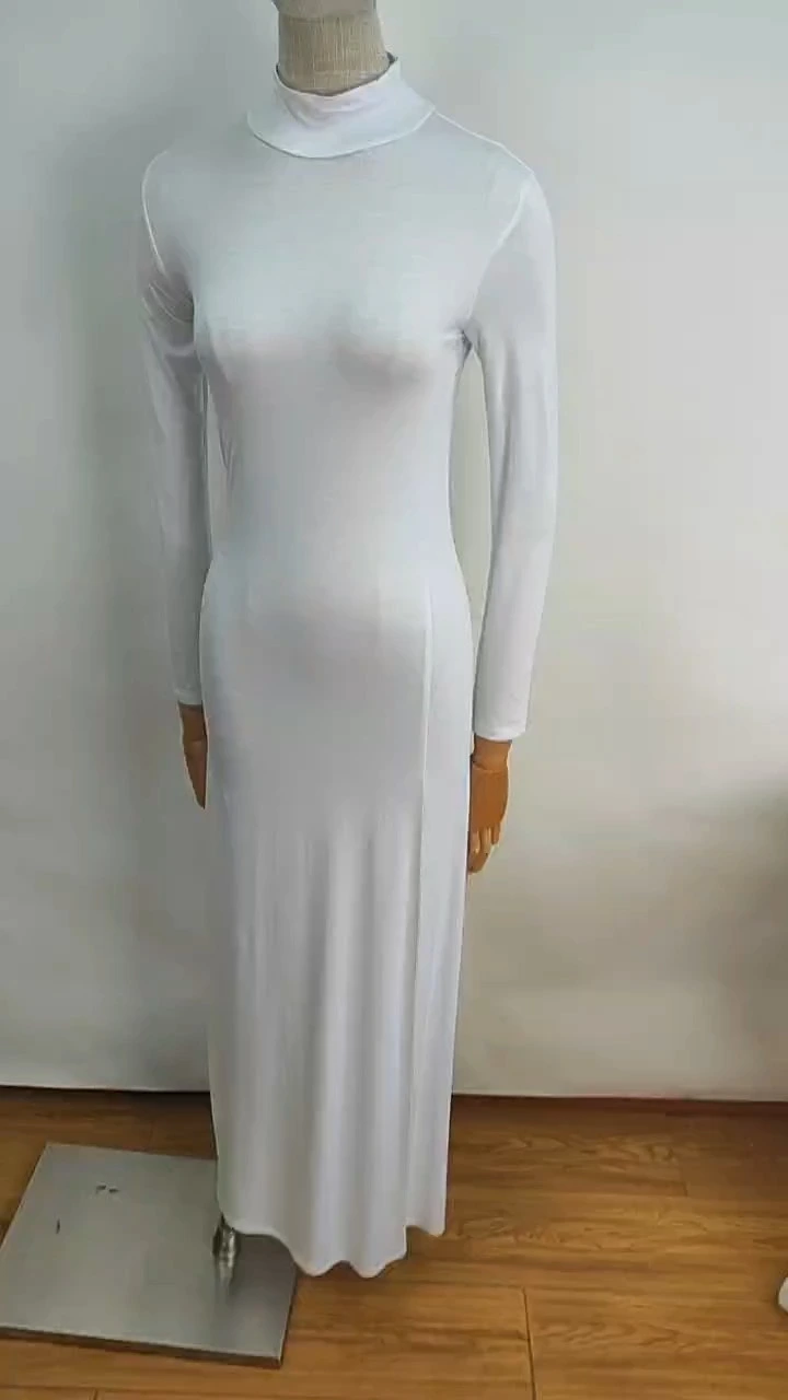 Long Sleeve Cotton Inner Dress With Turtleneck-1722429896749432 1