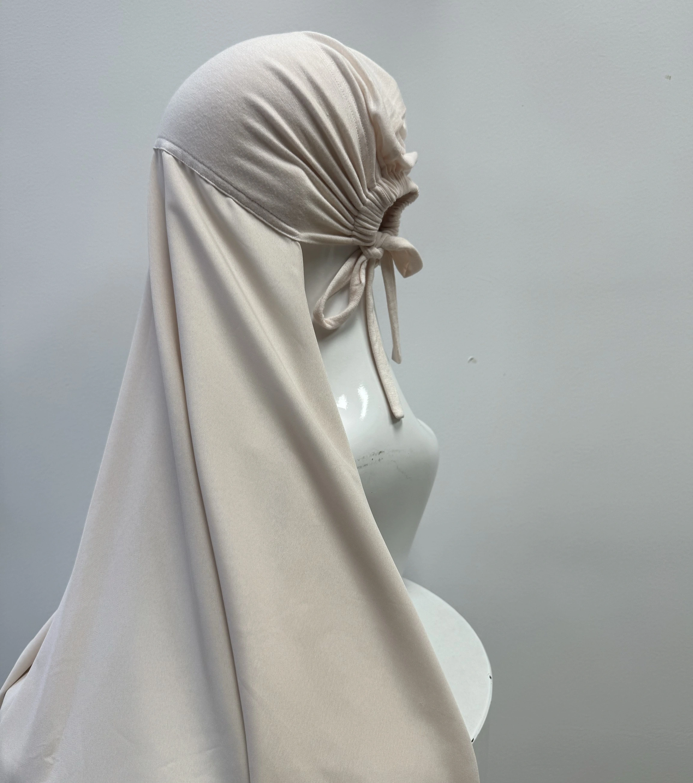 Plain Satin Hijab Tie Back Under Cap Attached Ready To Wear Muslim Women Hijab Scarf-1722329324645932 1