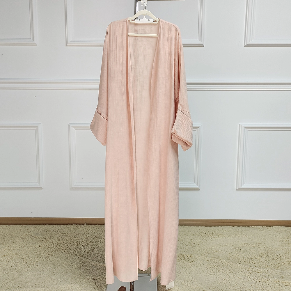 2024 Modest Breathable Modest Set for Adults Handmade Silk Kimono Abaya Casual Sleeveless Top with Pants Casual Women's Dresses 1