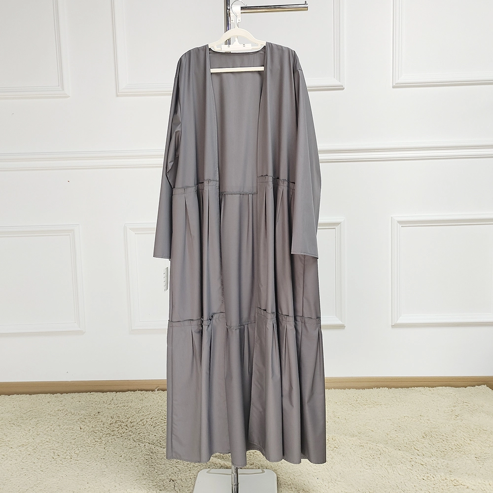 2024 Custom natural women  abaya full length solid color muslim women  dubai abaya for women 1