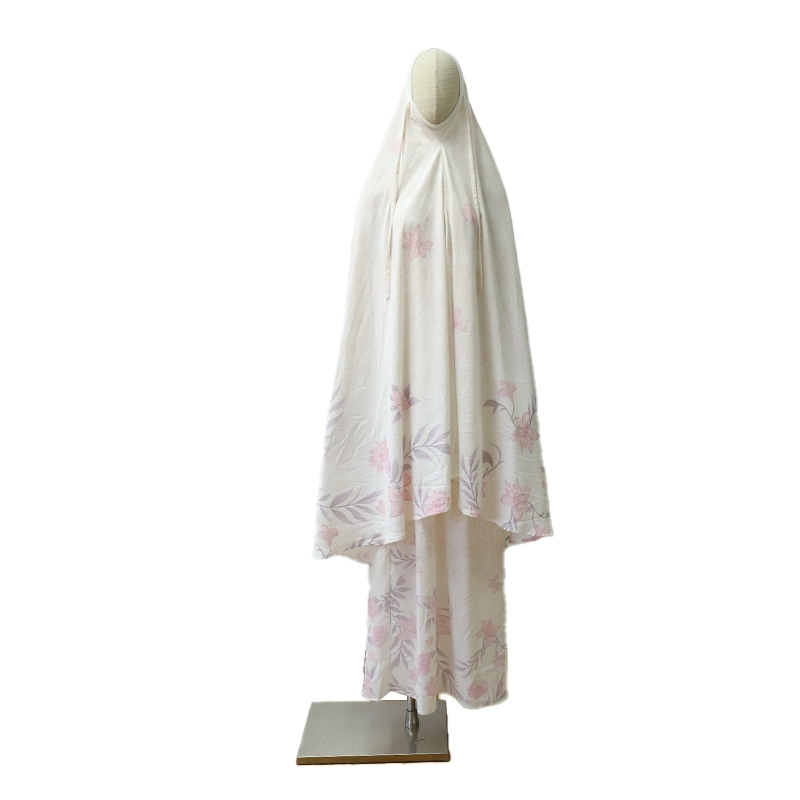 Ensemble deux pièces Long Hijab Thobe Abaya pour femmes musulmanes, couverture complète imprimée 1