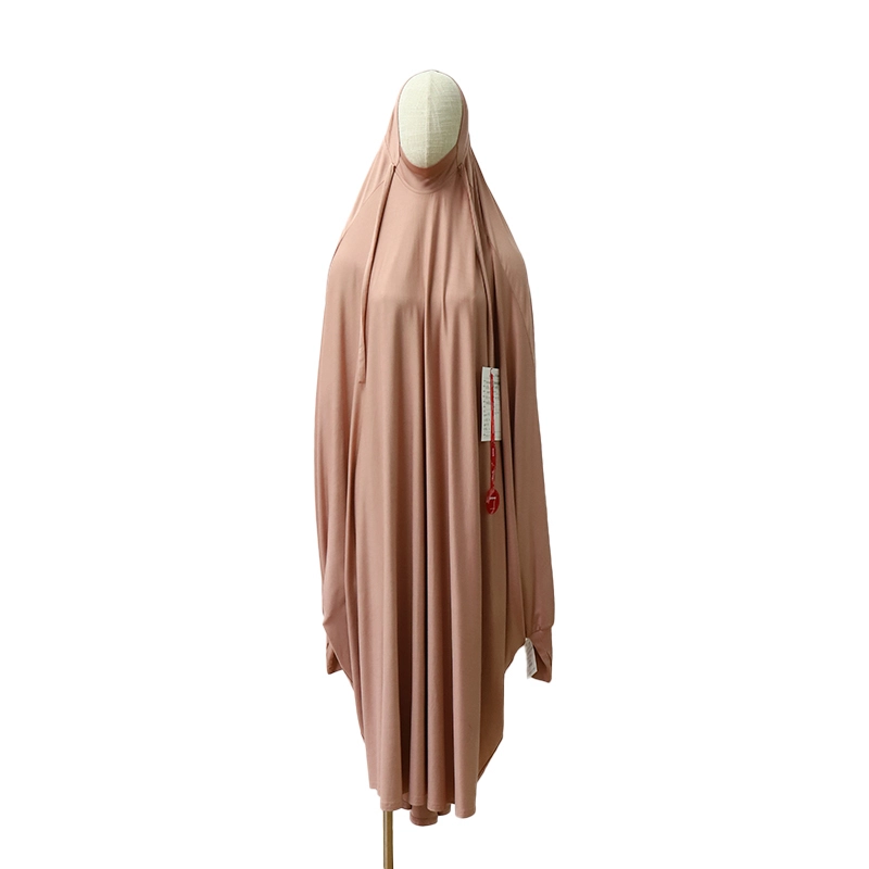 2024 Plain Jersey Muslim Women's Full Cover Two Pieces Long Hijab Thobe Abaya Set-1730293196513741 1