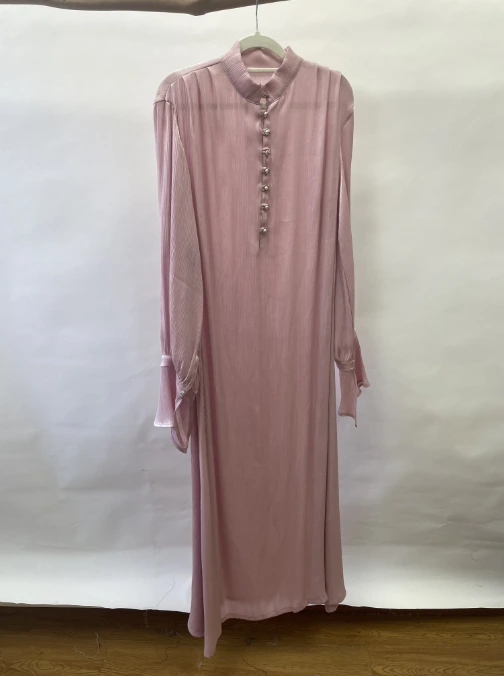 2024 New custom satin Maxi Dress Extra Long Sleeve Neck Knit Dresses 1