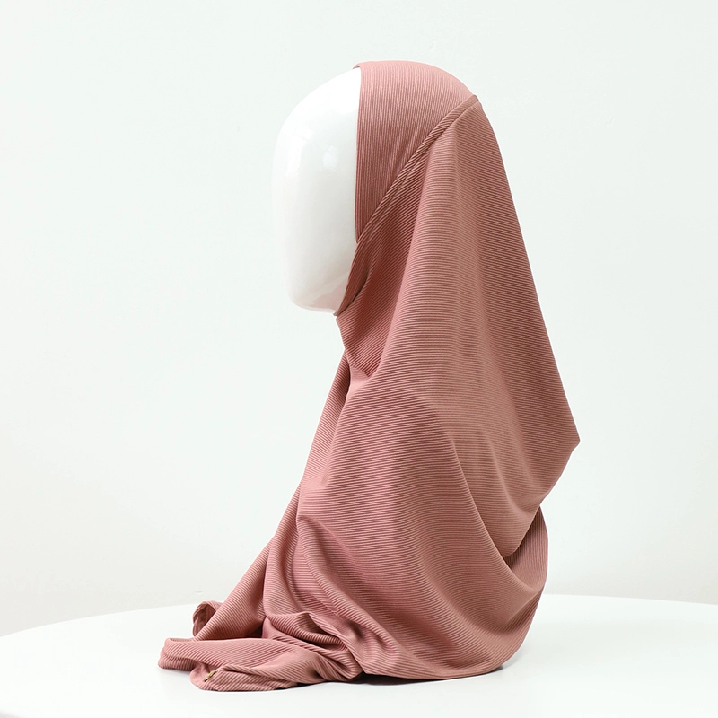 Mini Jersey côtelé, Hijab, prêt à porter, instantané, malaisie, pour femmes musulmanes, écharpe, châle, 2024 1