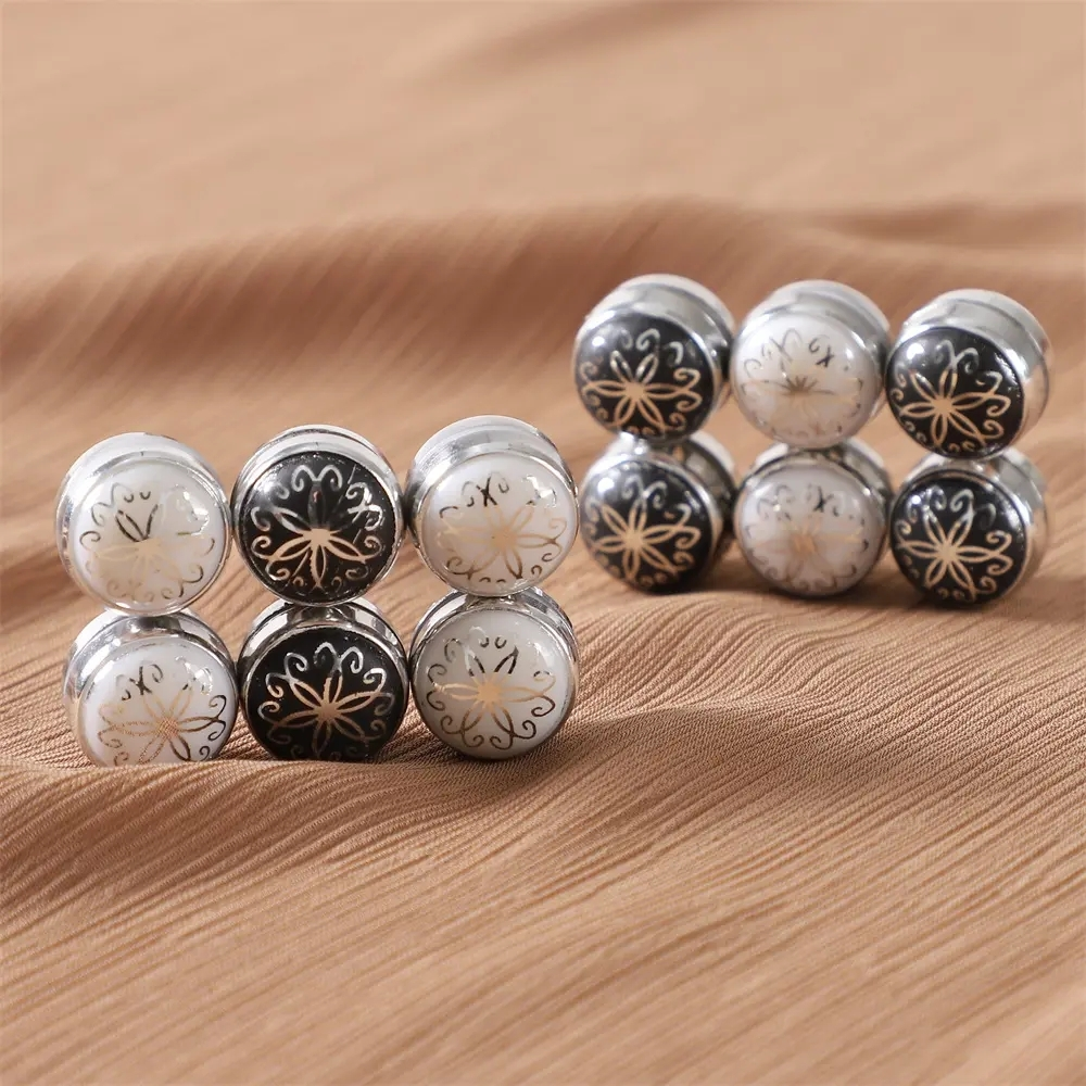 Broche Hijab magnétique pour femmes musulmanes, nouveau Style, bijoux à la mode, couleur argent blanc, aimant rond puissant 1