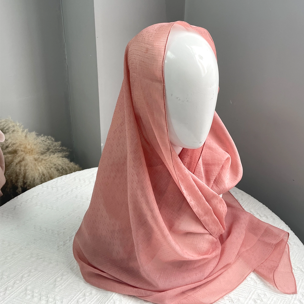 solid color chiffon shawls women muslim textured grid jacquard chiffon scarves 1
