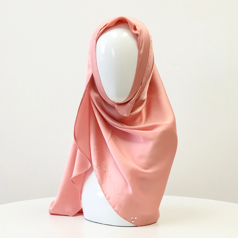 Hijab personnalisé à double boucle en satin de soie crinle prêt à porter instantanément 1