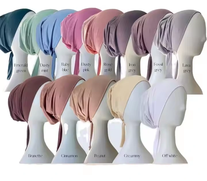 Hijab en jersey de coton extensible de grande taille, sous-écharpe intérieure pour femmes musulmanes, hijab intérieur à nouer dans le dos, vente en gros 1