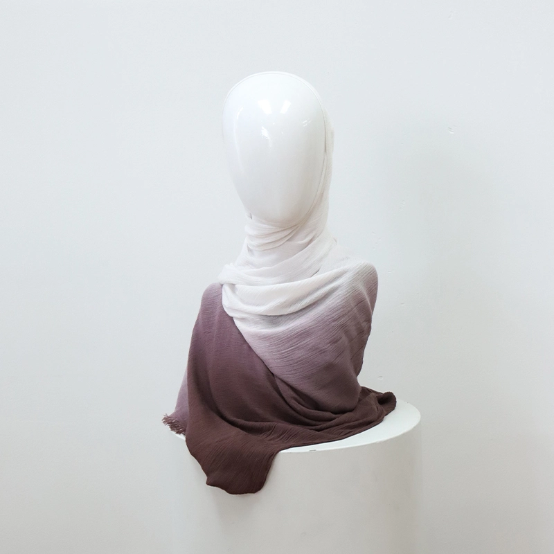 2025 Ombre Crinkle Printing Modal Breathable Light Weight Soft Cotton Rayon Wove Muslim Women Shawl Hijab Scarf 1
