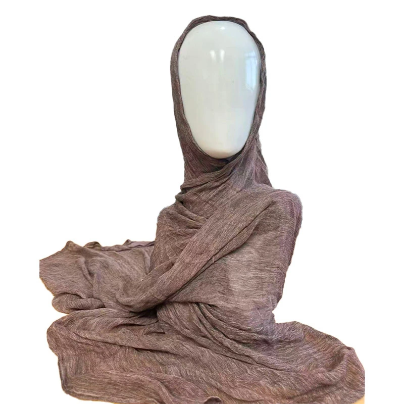 Hijab tendance tie-dye froissé en rayonne modal douce et texturée, châle/écharpe en coton tissé pour femmes musulmanes, 2025 1