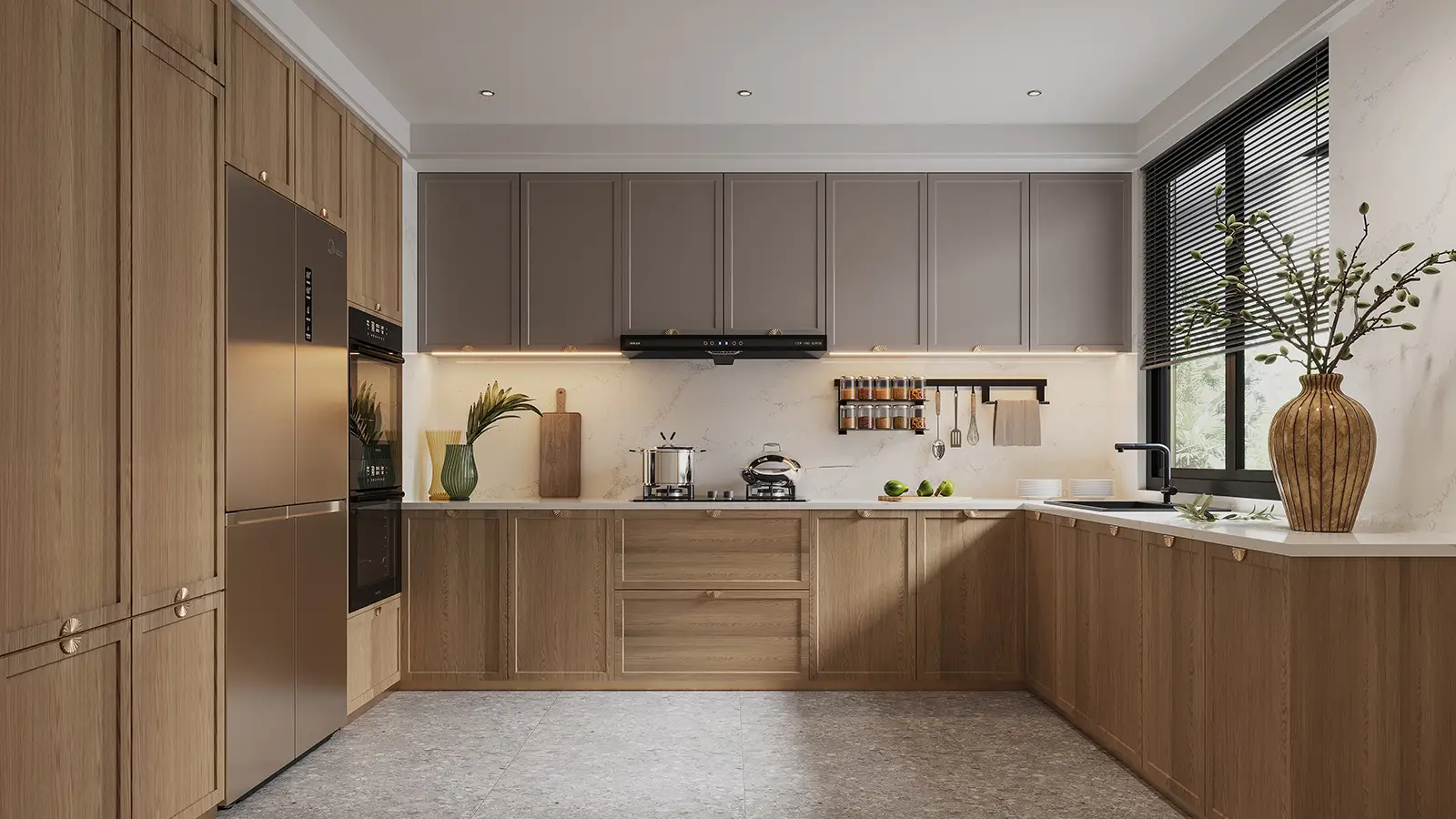 Mobile da cucina europeo semplice in rovere 1