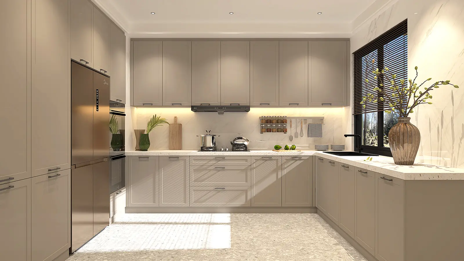 Доступный U-образный кухонный шкаф 1