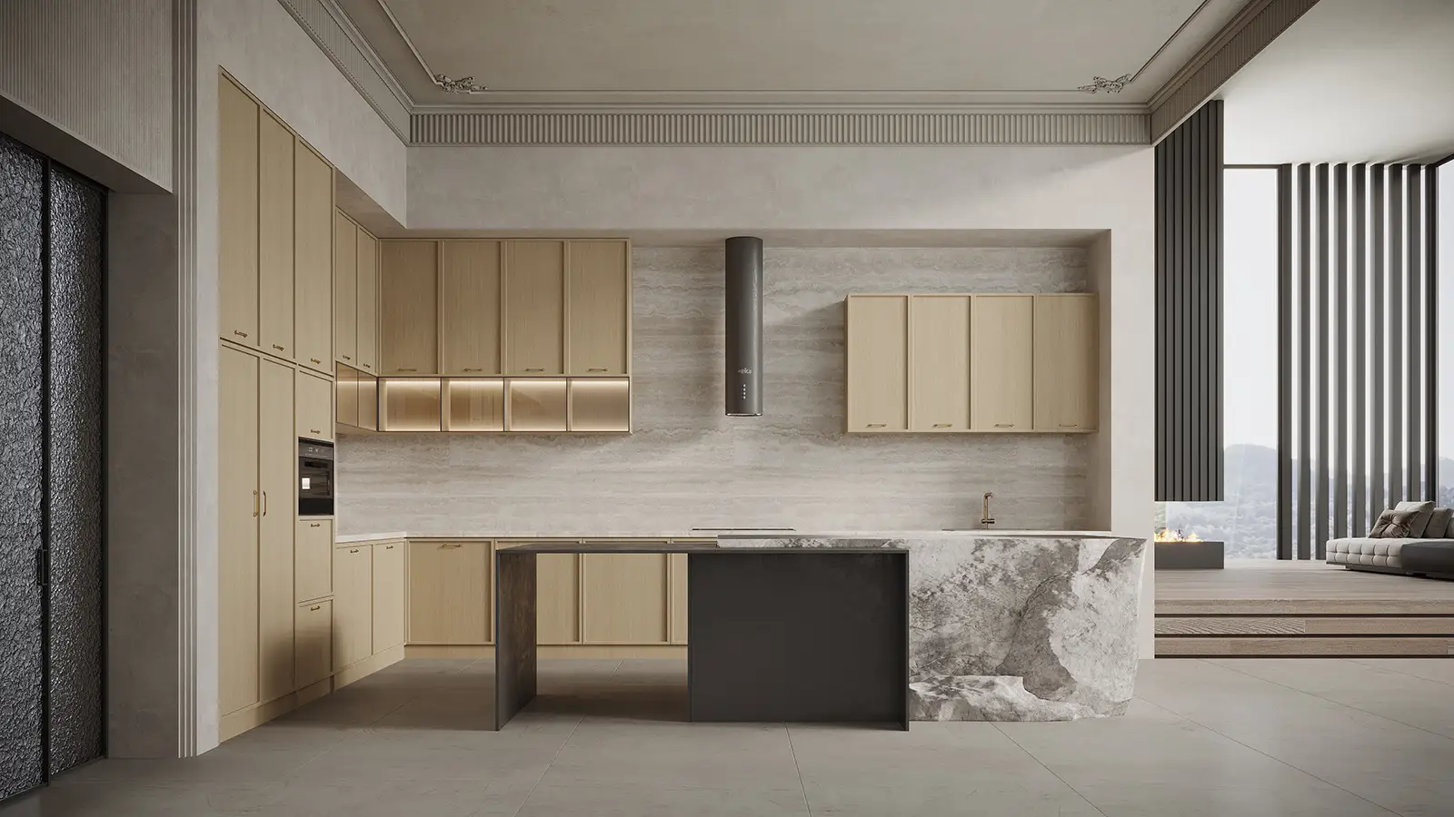 Mobile da cucina a L in melamina rovere 1