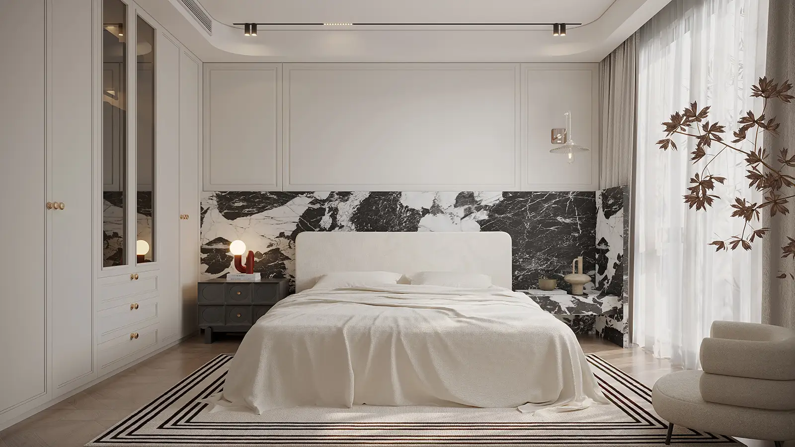 Armadio moderno e lussuoso per camera da letto bianco 1