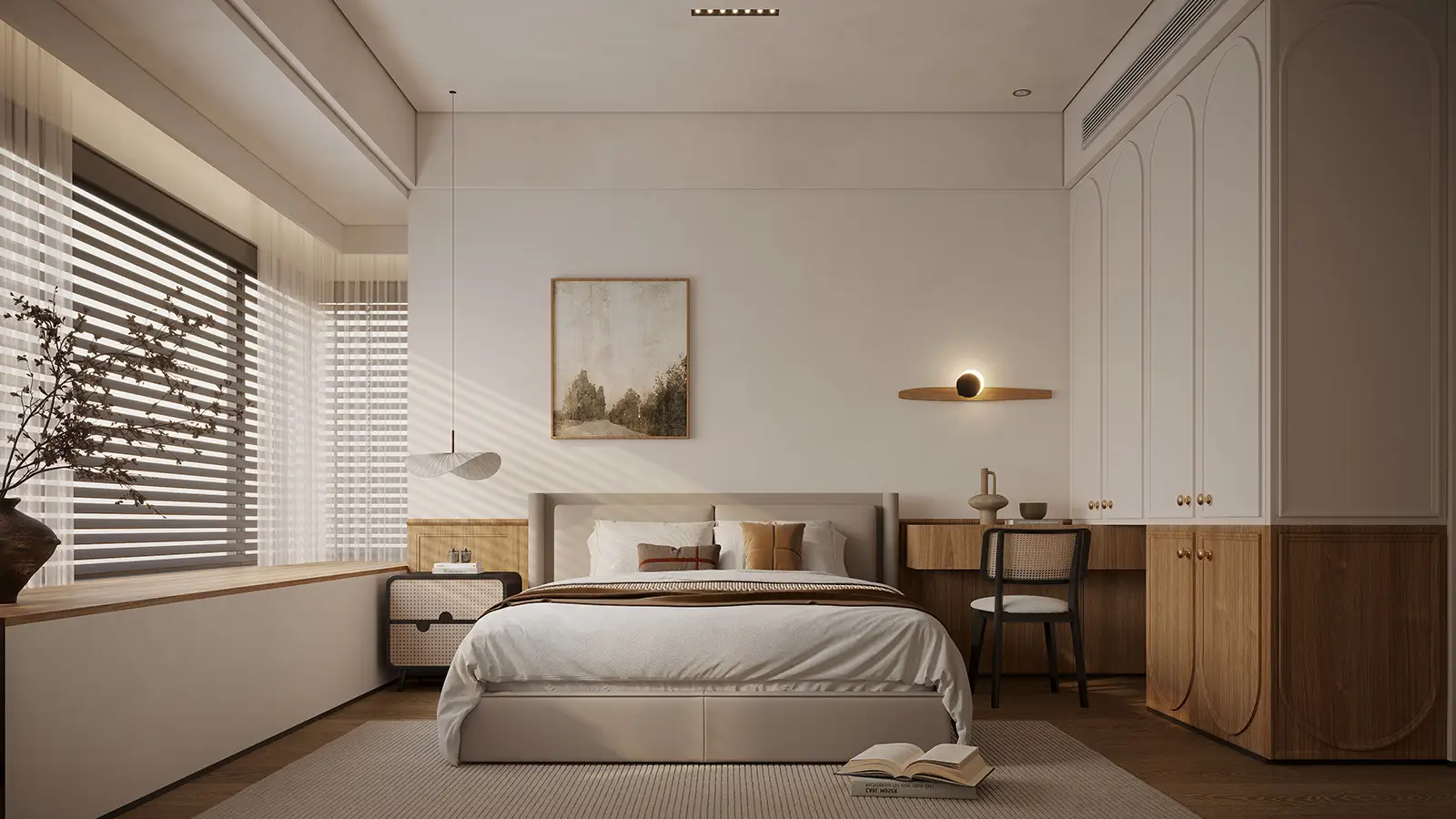 Armadio moderno per camera da letto bianco e rovere 1