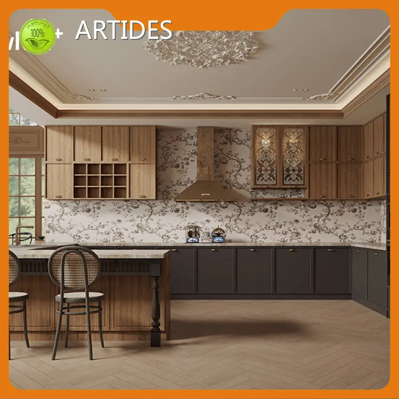 Produttori di mobili da cucina in legno Acquista all'ingrosso Curry cremoso ARTIDES 1