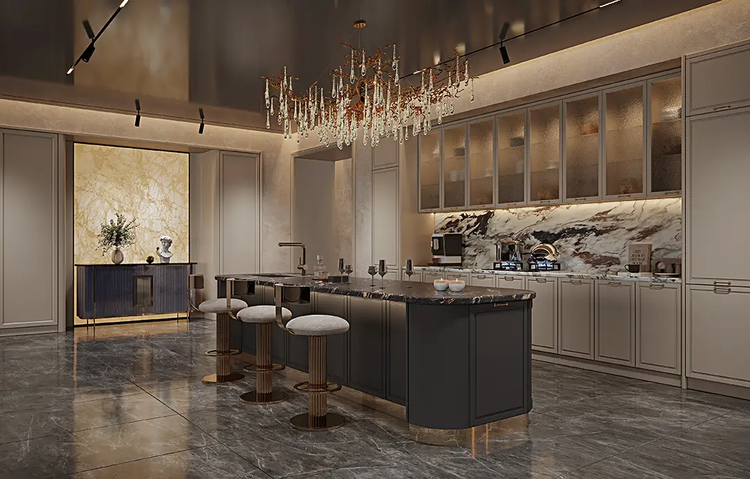 Кухонные шкафы современных кухонных шкафов твердой древесины американского стиля роскошные кухонные шкафы 1