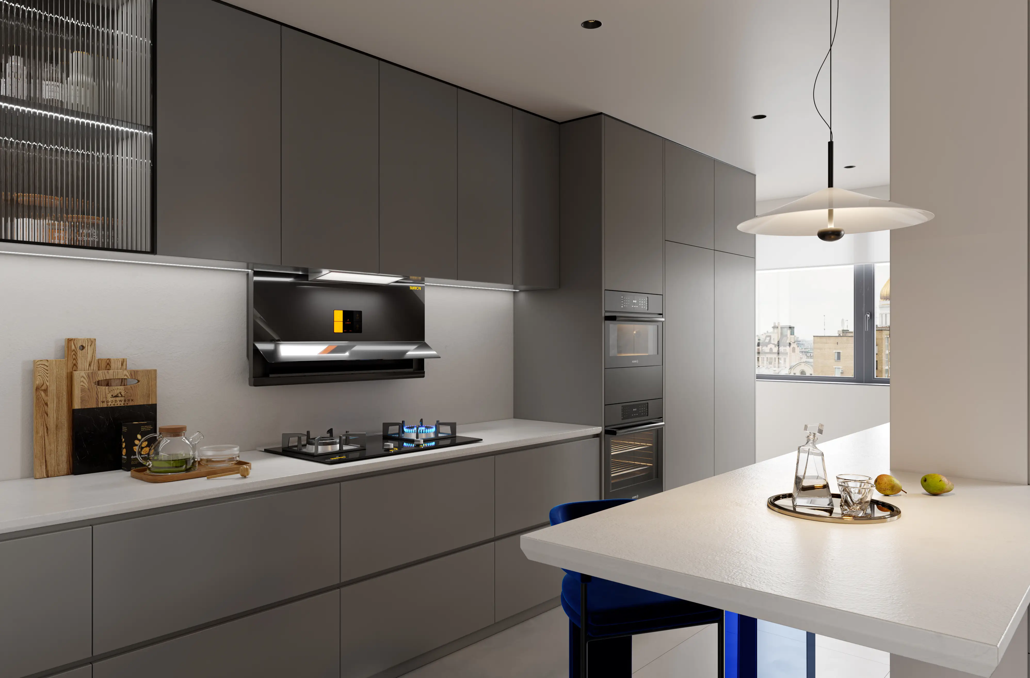 Стиль США Канада Евро Италия Дизайнерская керамика из твердой древесины с УФ-печатью Современный кухонный шкаф 1