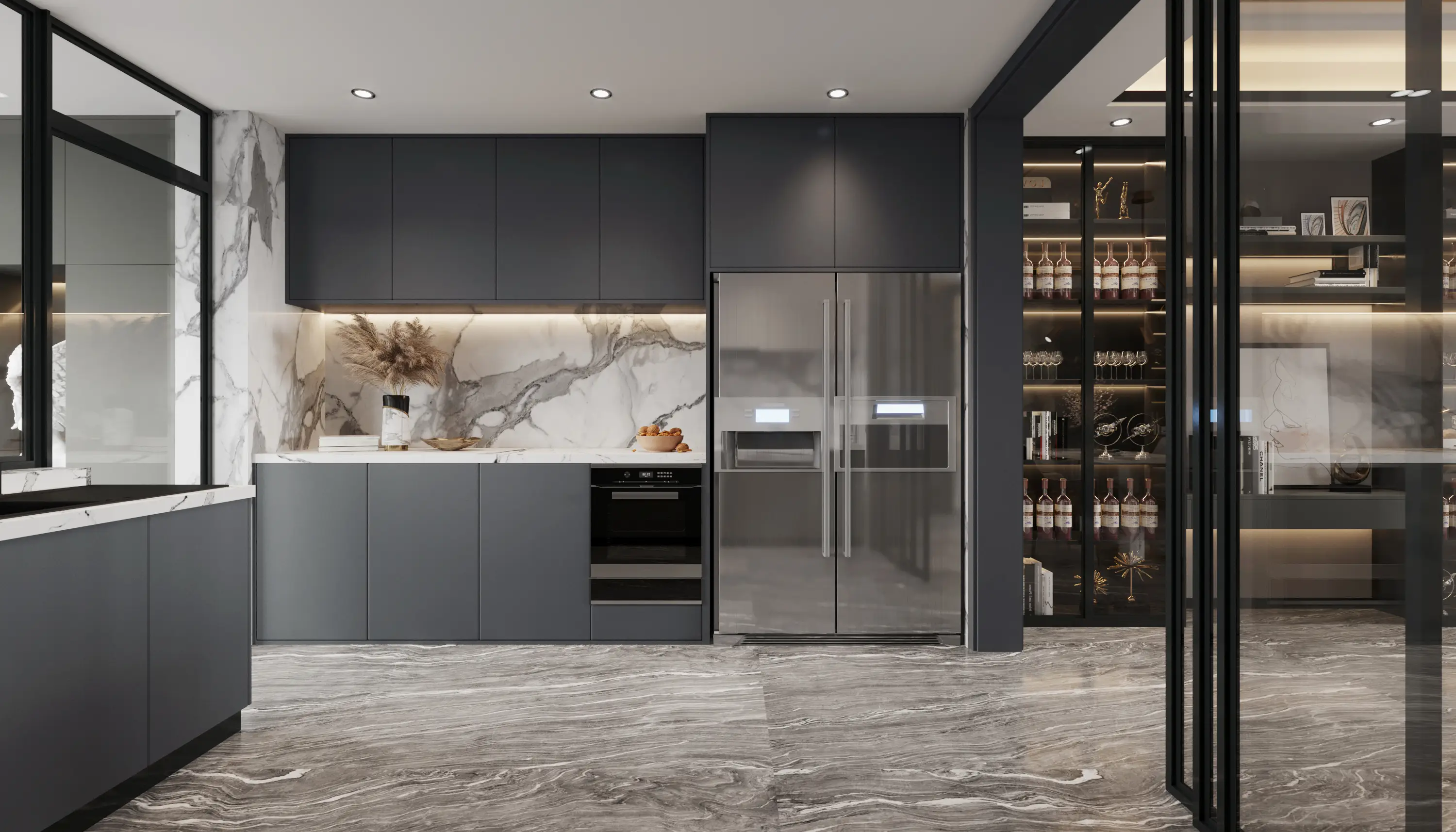 Одностенный дизайн, роскошный кухонный шкаф для домашнего использования 1