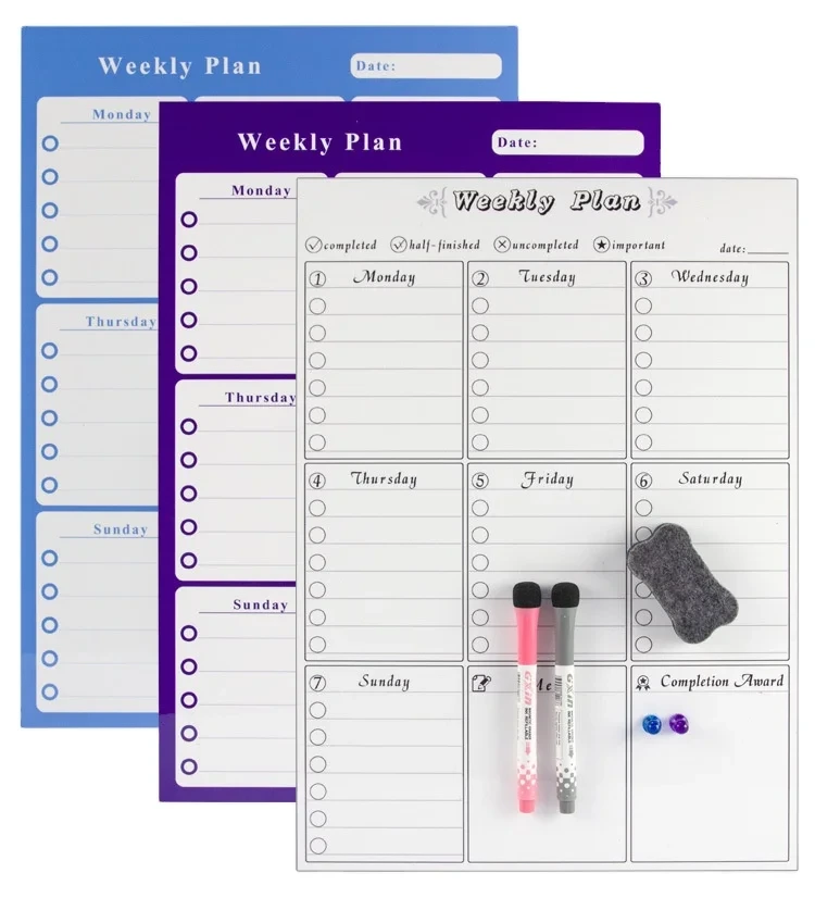 Wholesale Removable Fridge Calendar Stickers Meal Planner Magnetic Whiteboard 1