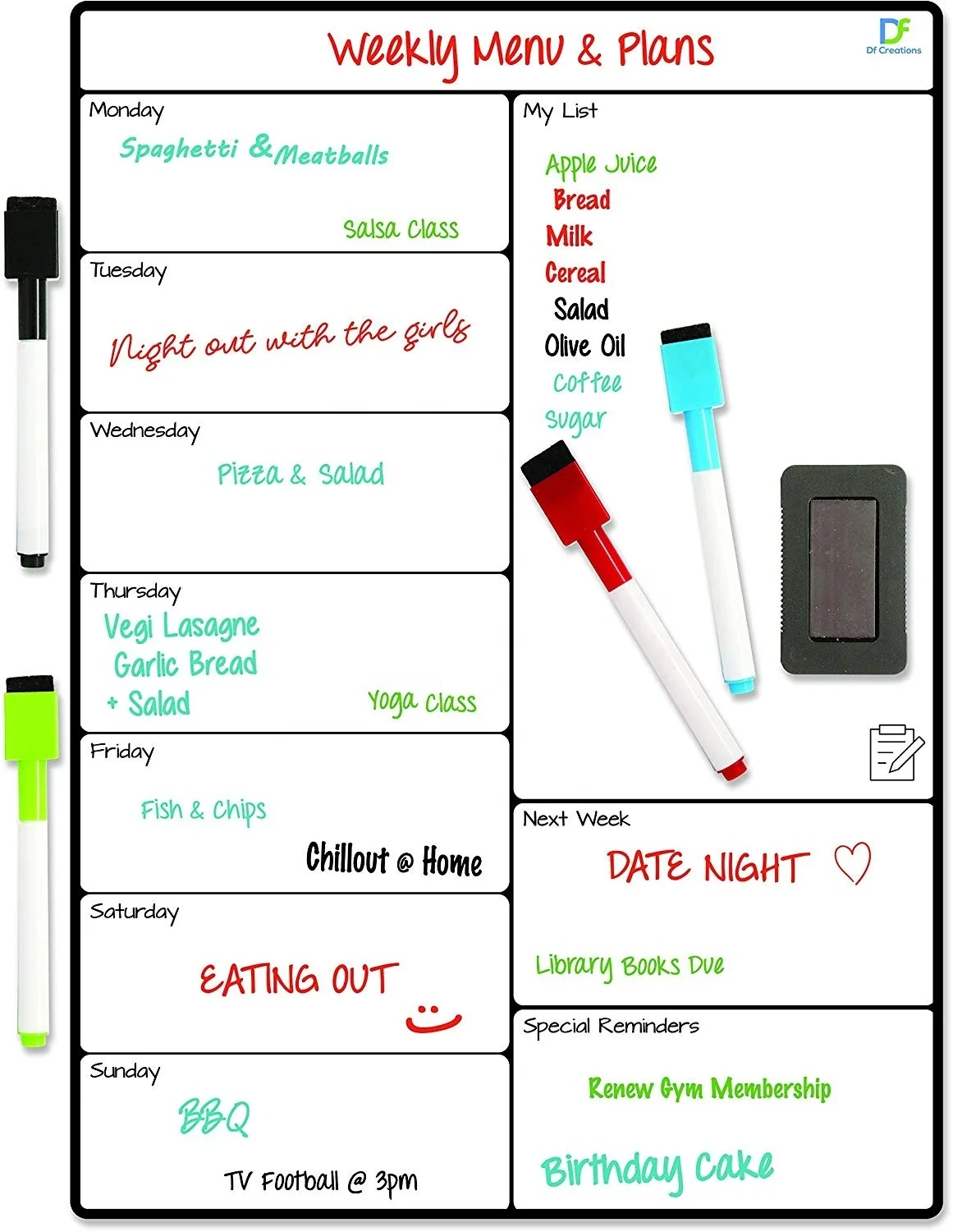 Magnetic Whiteboard Calendar Weekly Magnetic Dry Erase Planner Life Organizer Magnetic Menu Planner 1