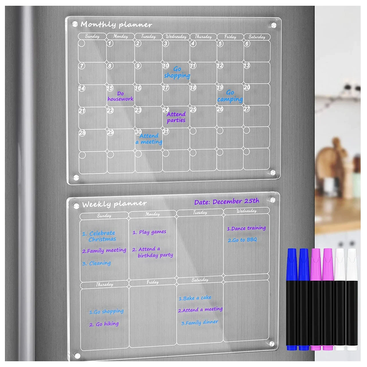 Magnetic White Board Monthly Weekly Transparent Acrylic Whiteboard Acrylic Calendar 1