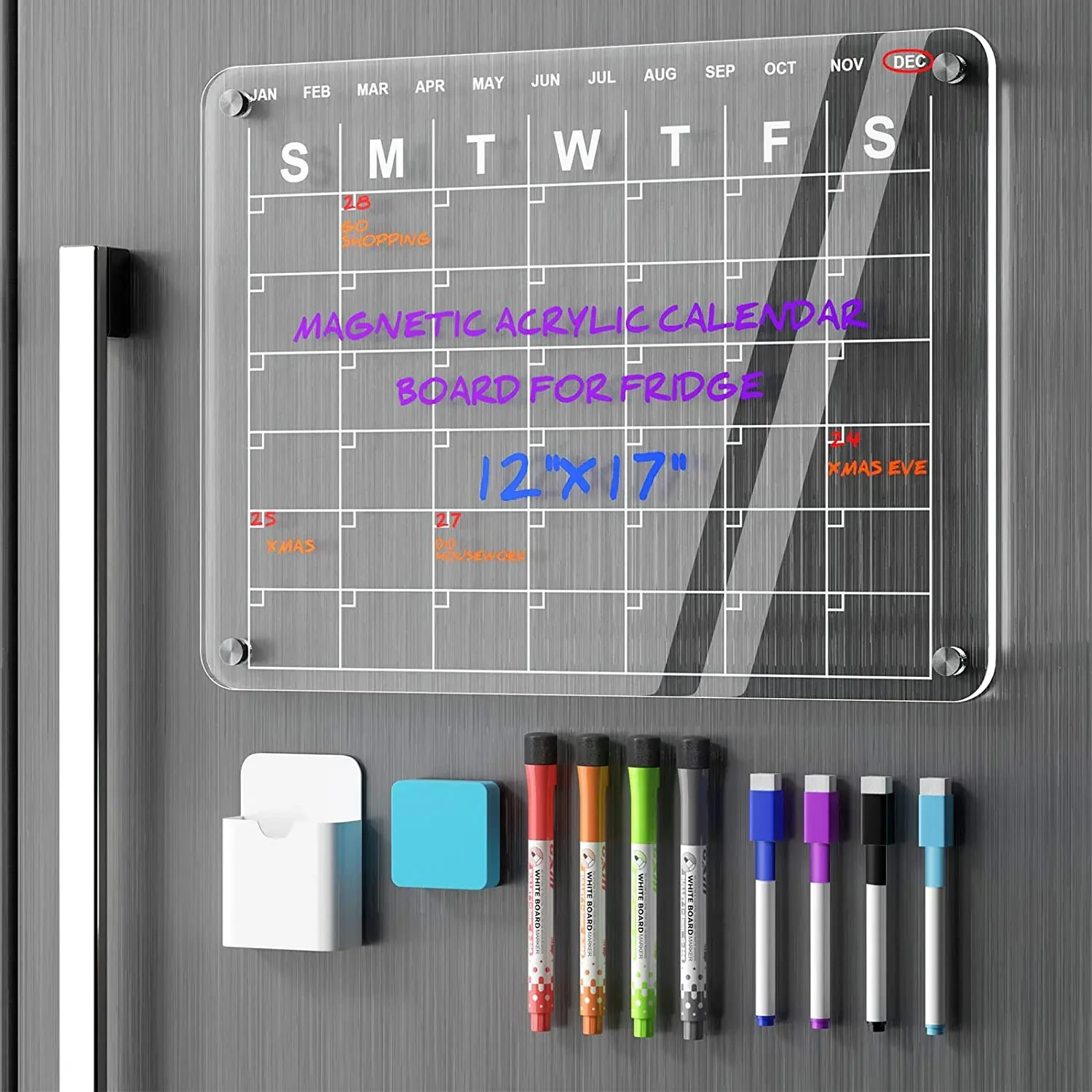 Clear Acrylic Calendar Stand Weekly Monthly Magnetic Board Acrylic Planner For Fridge 1