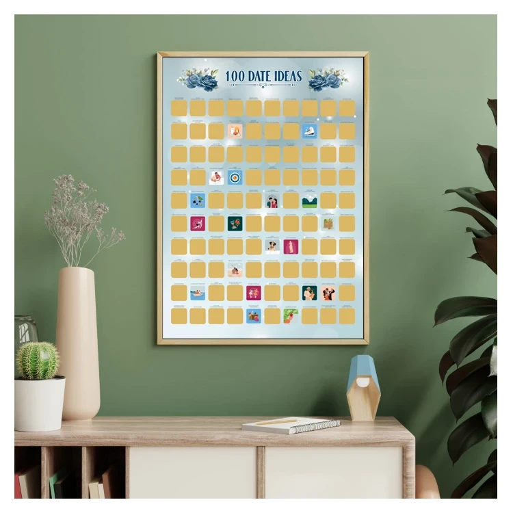 Custom Design 100 Places Movies Anime Album Bucket To Do List Poster 100 Dates Scratch Off Posters 1