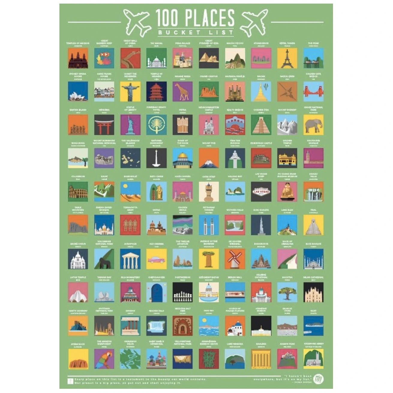 Customized Printed 100 Places 100 Cities Scratch Off Bucket List Scratch Off Posters 1