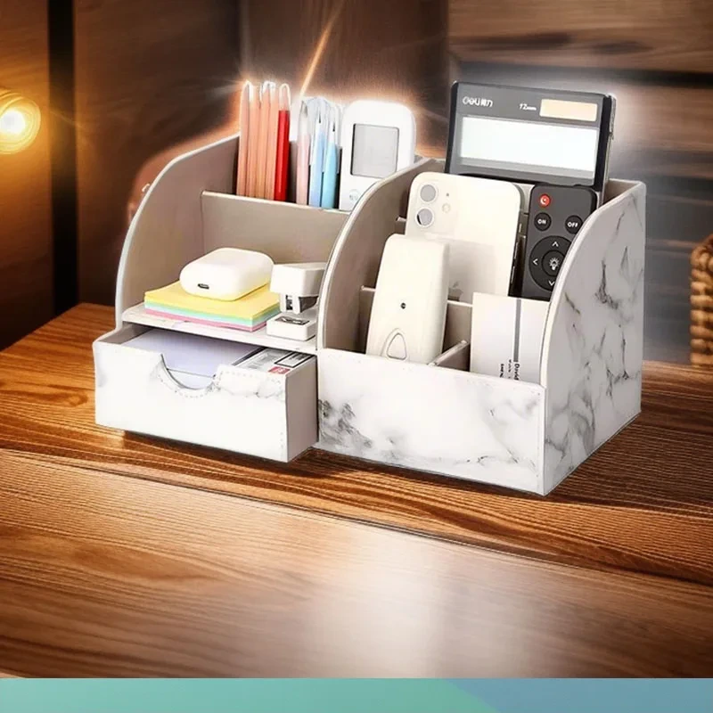 Custom Wholesale Luxury Pu Desk Tidy Leather Office Storage Organizer 1