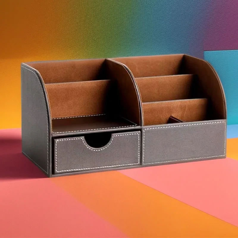 Wholesale High Quality Customized Pu Desk Tidy Leather Office Storage Organizer 1