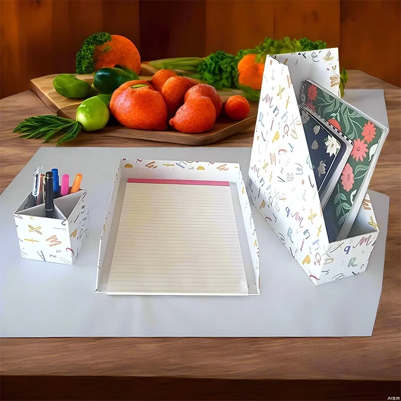 Wholesale High Quality Customized Logo Office Desk Paper Tray Pen Holder Document Box Three-piece Office Appliance Set 1