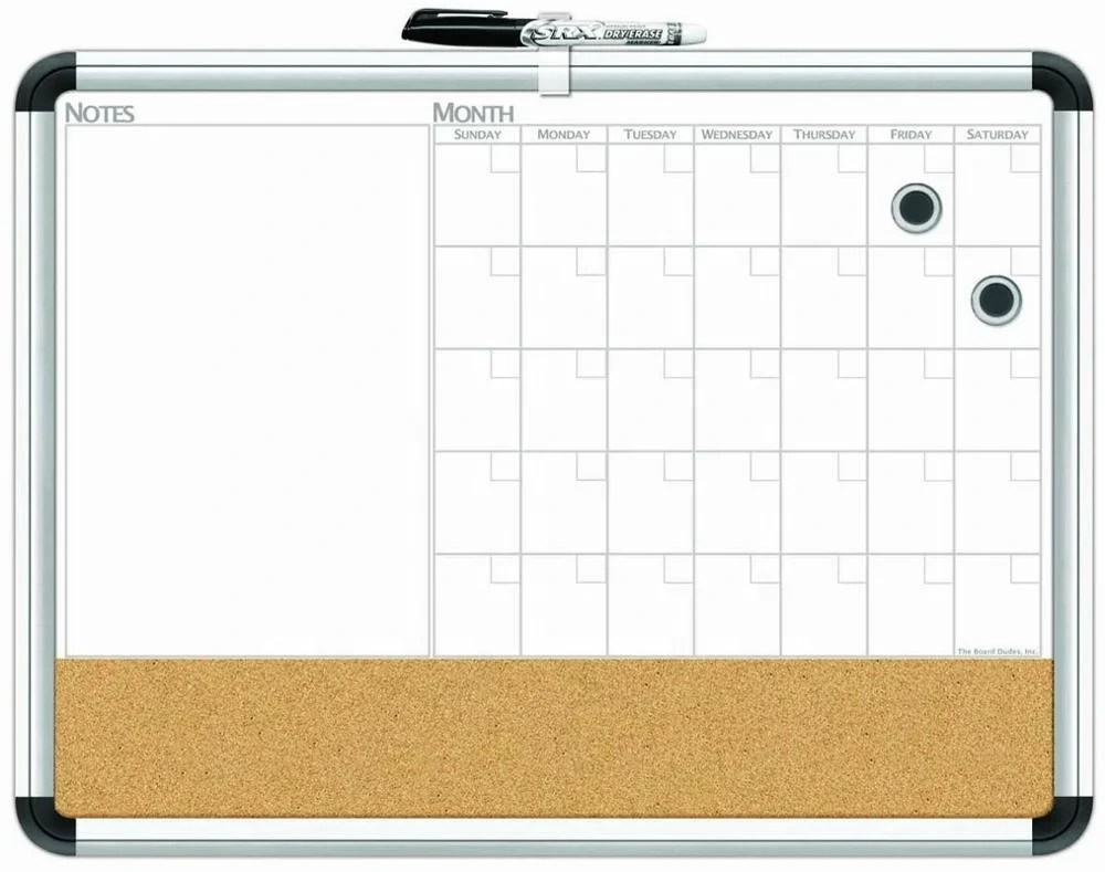 16x20 Inches Aluminum Framed Dry-erase Calendar With Markers Customized Whiteboard Planner 1