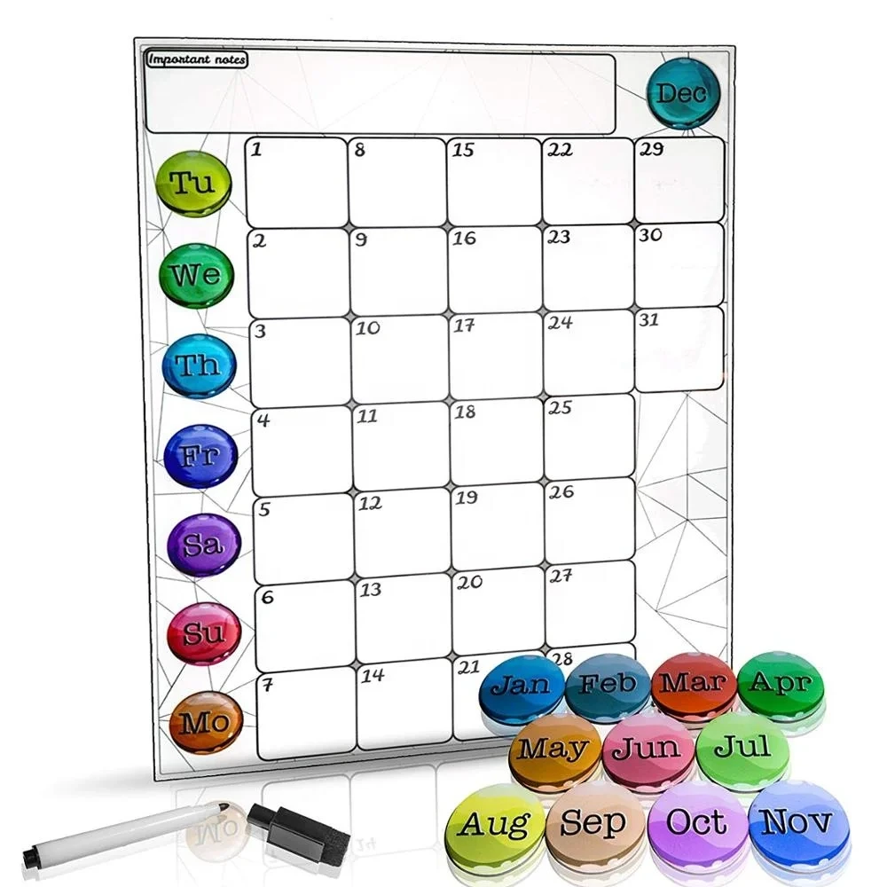 12x16 Monthly Planner Magnetic Calendar Marker Board Dry Erase Weekly Planner Magnetic Chore Chart Planner For Fridge 1
